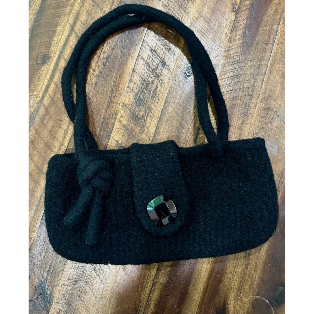 Anna Lucia Handmade Limited Edition Black Felted Wool Handbag Shoulder Bag